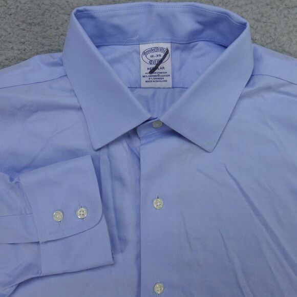 Brooks Brothers Button Down Shirt Mens 16-32 Regular Blue Long Sleeve Spandex - Picture 1 of 16